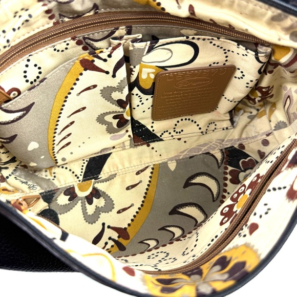 Brighton Handbag Black Brown Leather Shoulder Bag Purse Bag Charm Silver Accent - Picture 10 of 16